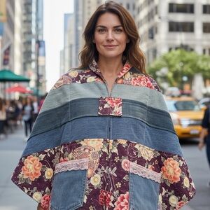 Floral Patchwork Poncho/Couch Cape